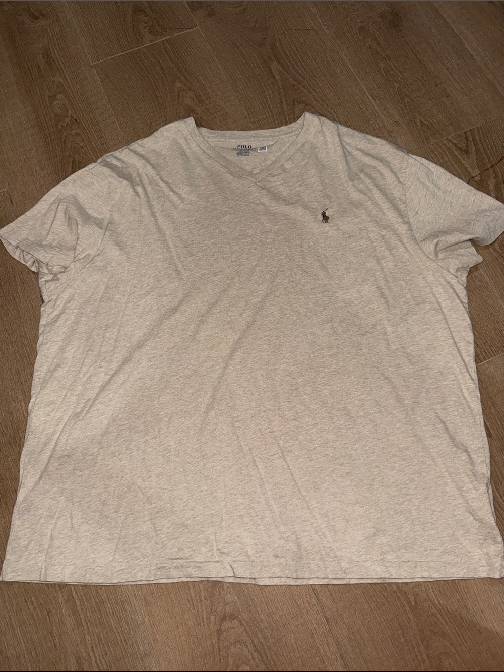 Polo by Ralph Lauren Men's V-Neck Tee in Heather Light Almond